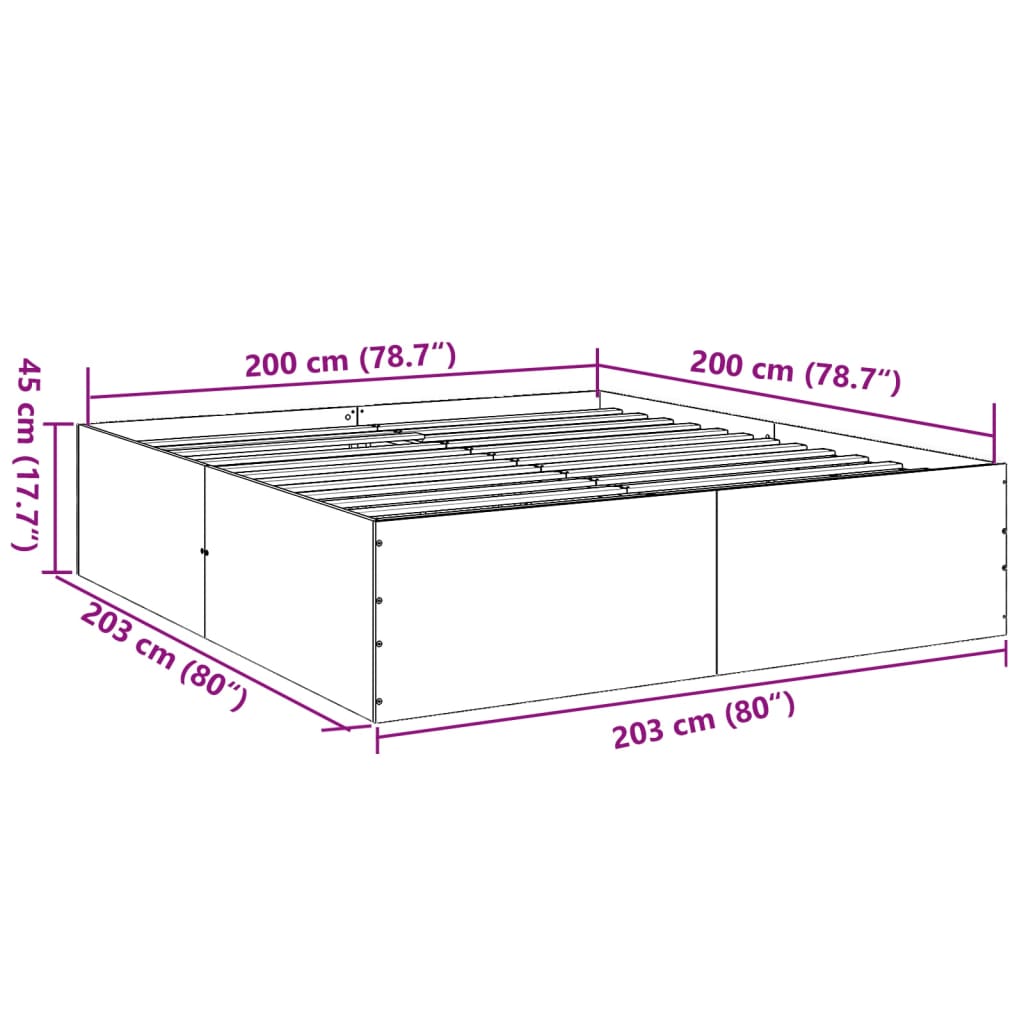 vidaXL Cadru de pat, stejar sonoma, 200x200 cm, lemn prelucrat