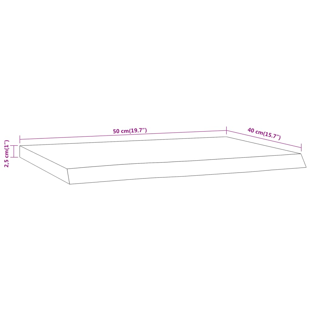 vidaXL Raft perete 50x40x2,5 cm dreptunghiular lemn acacia margine vie