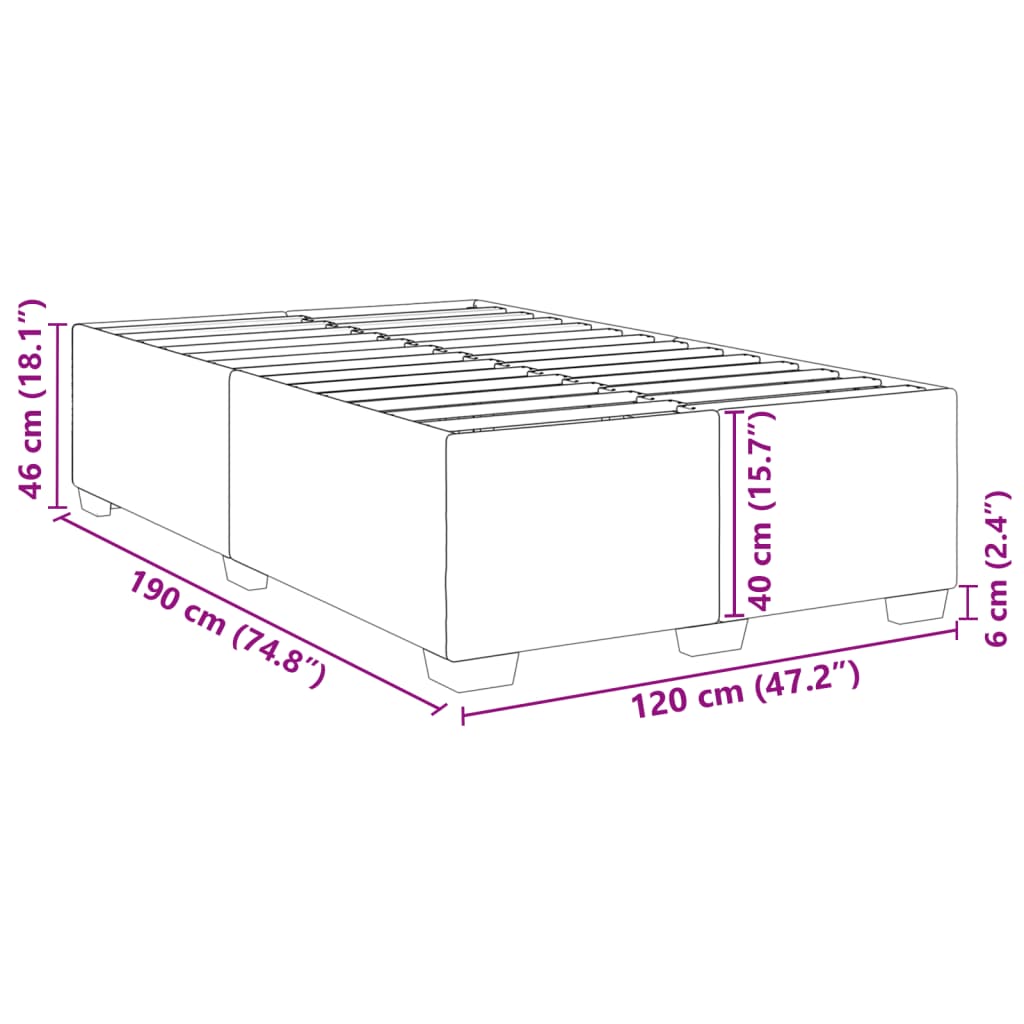 vidaXL Cadru de pat, alb, 120x190 cm, piele ecologică