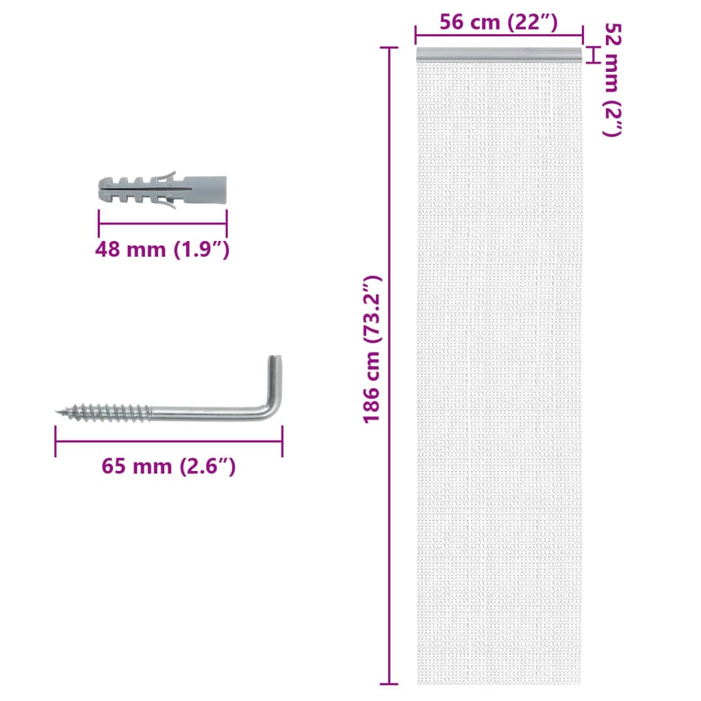 vidaXL Paravan de ușă cu lanț, 56x186 cm, aluminiu