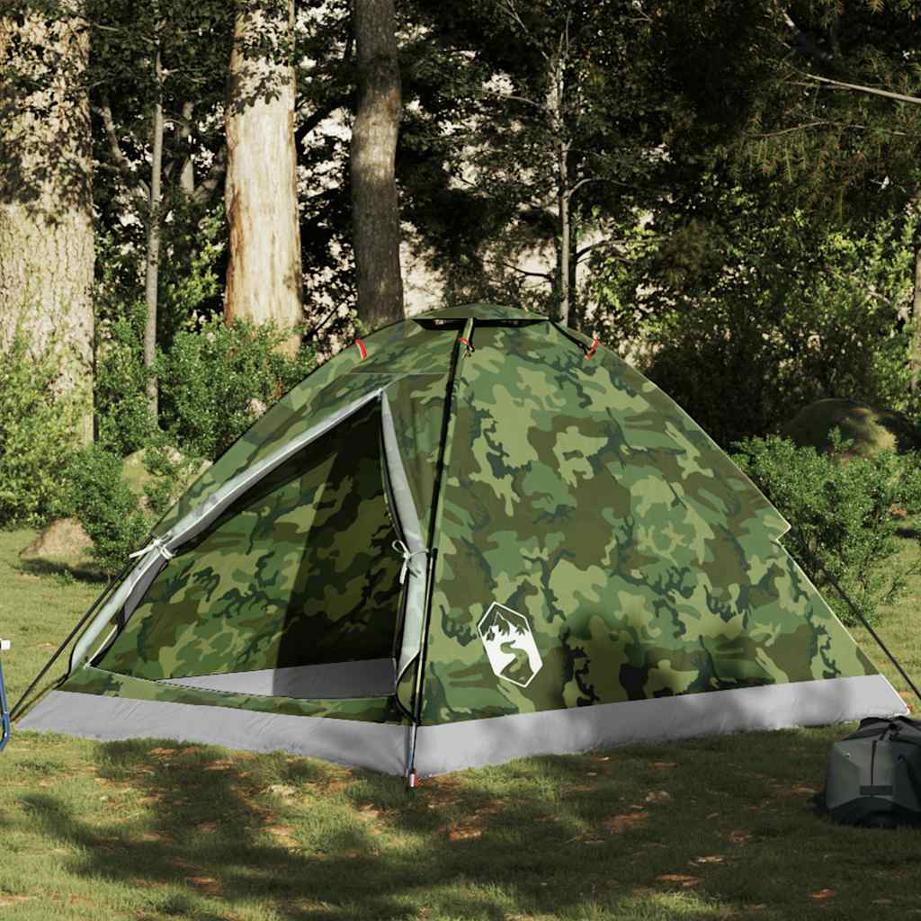 vidaXL Cort de camping cupolă pentru 2 persoane, camuflaj, impermeabil