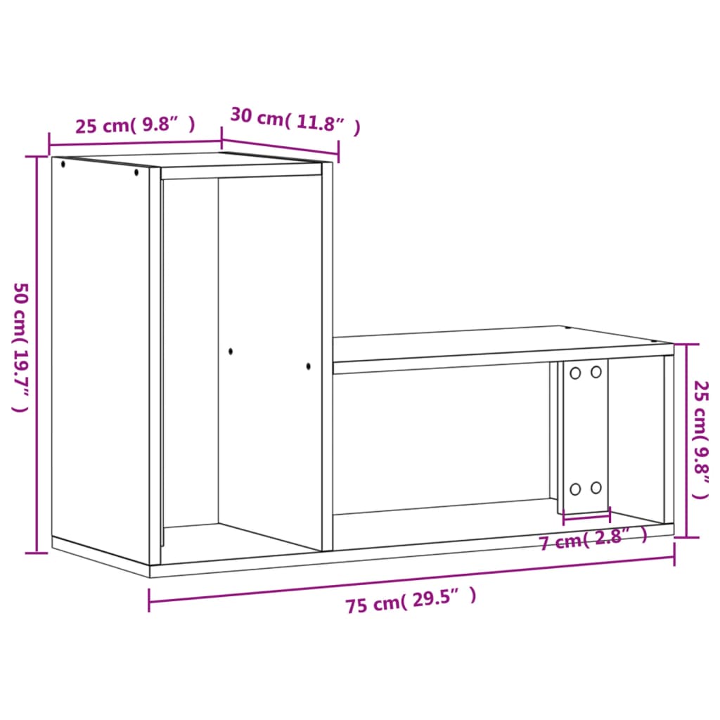 vidaXL Dulapuri TV, 2 buc., gri sonoma, 75x30x50 cm, lemn prelucrat