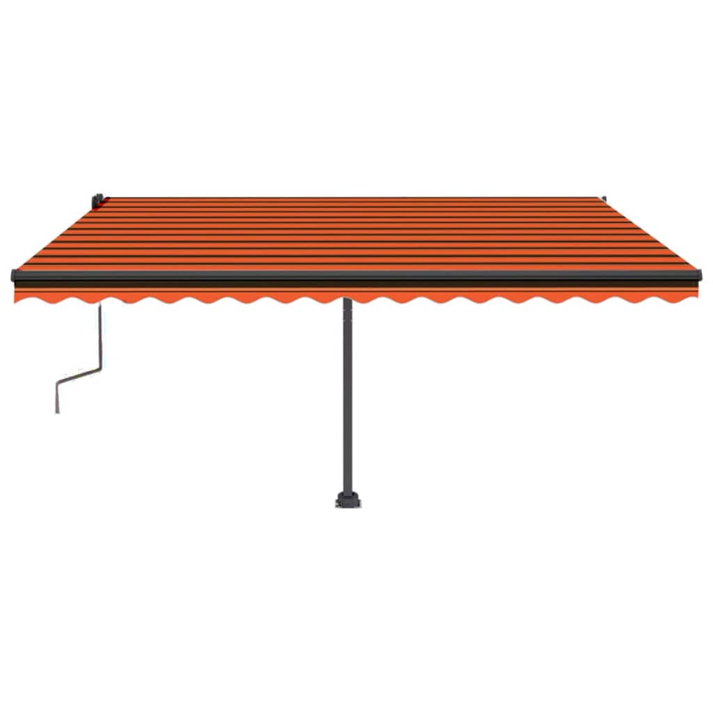 vidaXL Copertină retractabilă manual, LED, portocaliu/ maro 450x350 cm