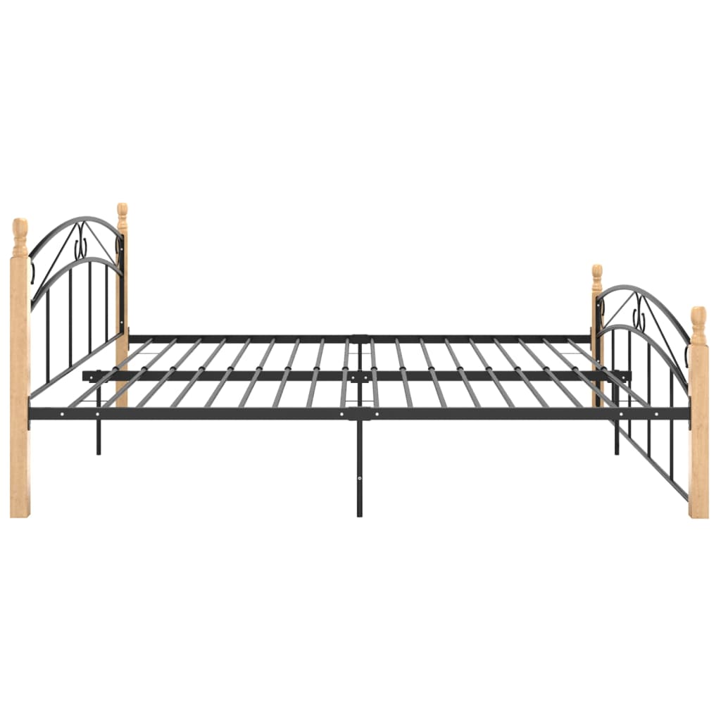 vidaXL Cadru de pat, negru, 180x200 cm, metal și lemn masiv de stejar
