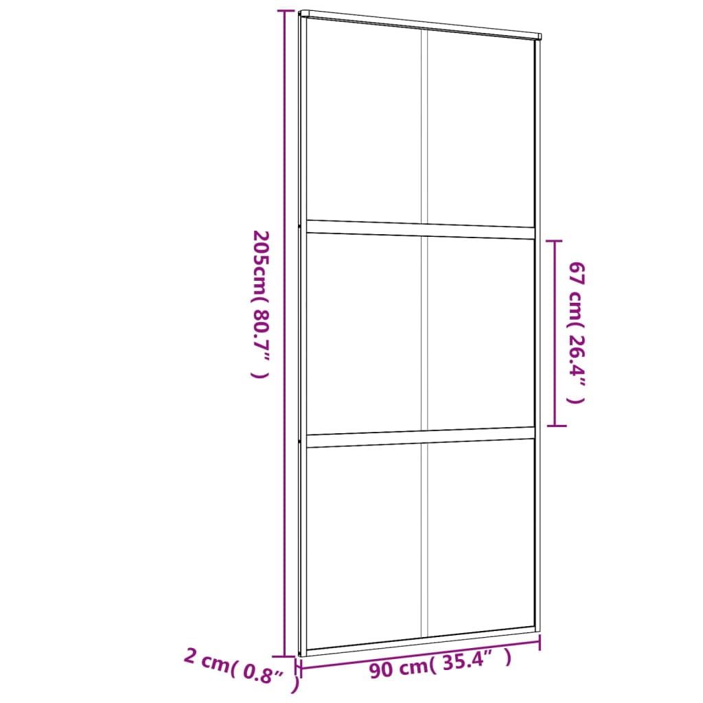 vidaXL Ușă glisantă, auriu, 90x205 cm, sticlă ESG mată și aluminiu