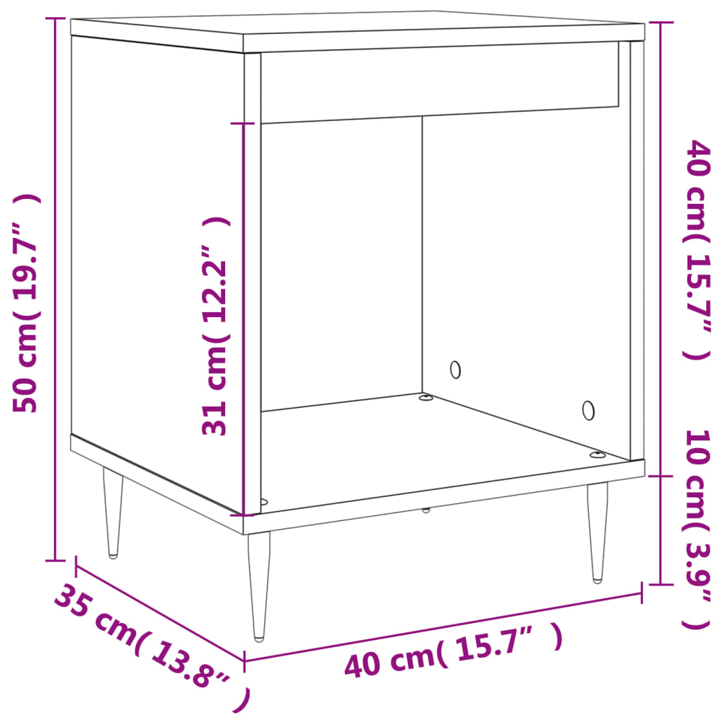 vidaXL Noptiere, 2 buc., alb, 40x35x50 cm, lemn compozit