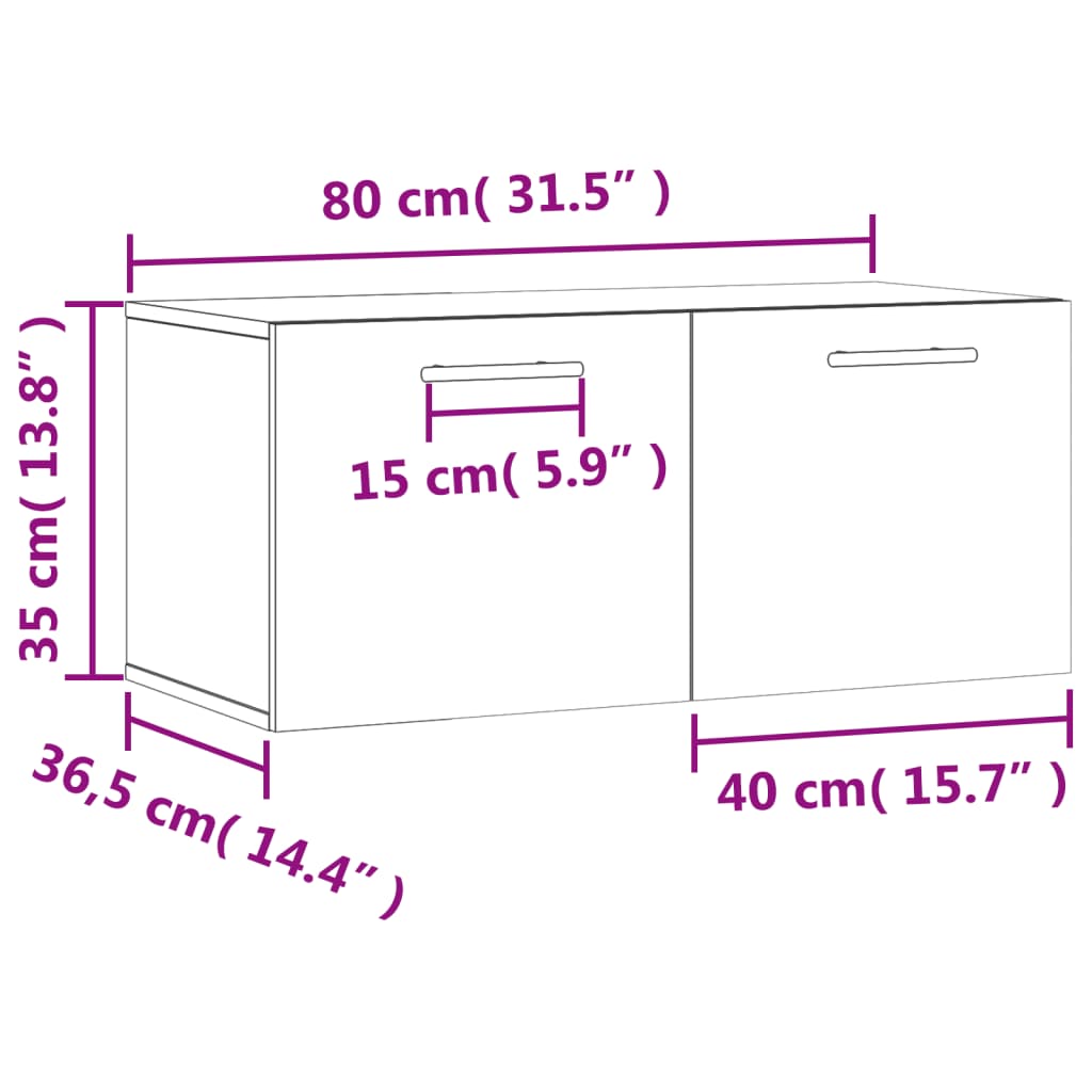 vidaXL Dulap de perete, stejar fumuriu, 80x36,5x35 cm, lemn compozit