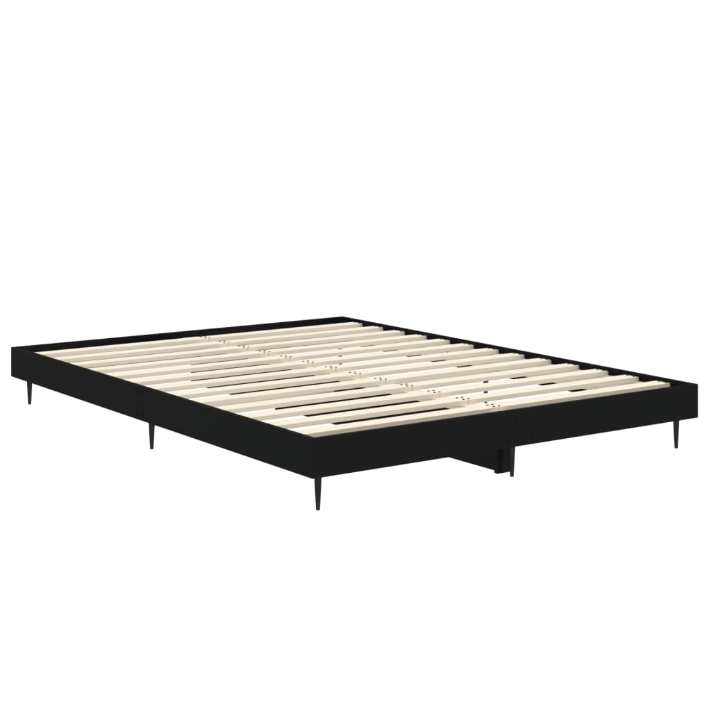 vidaXL Cadru de pat, negru, 140x190 cm, lemn prelucrat