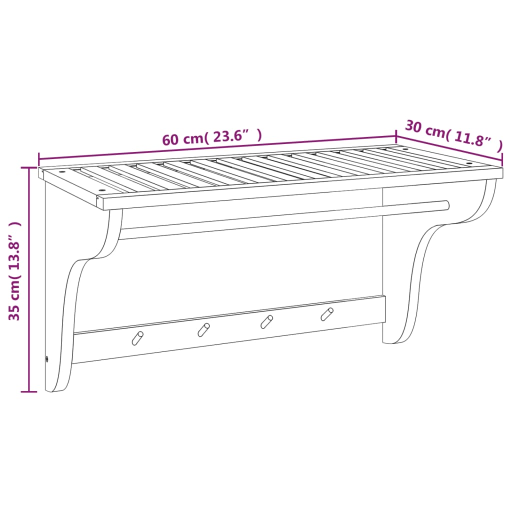 vidaXL Suport de prosoape, 60x30x35 cm, lemn masiv de nuc