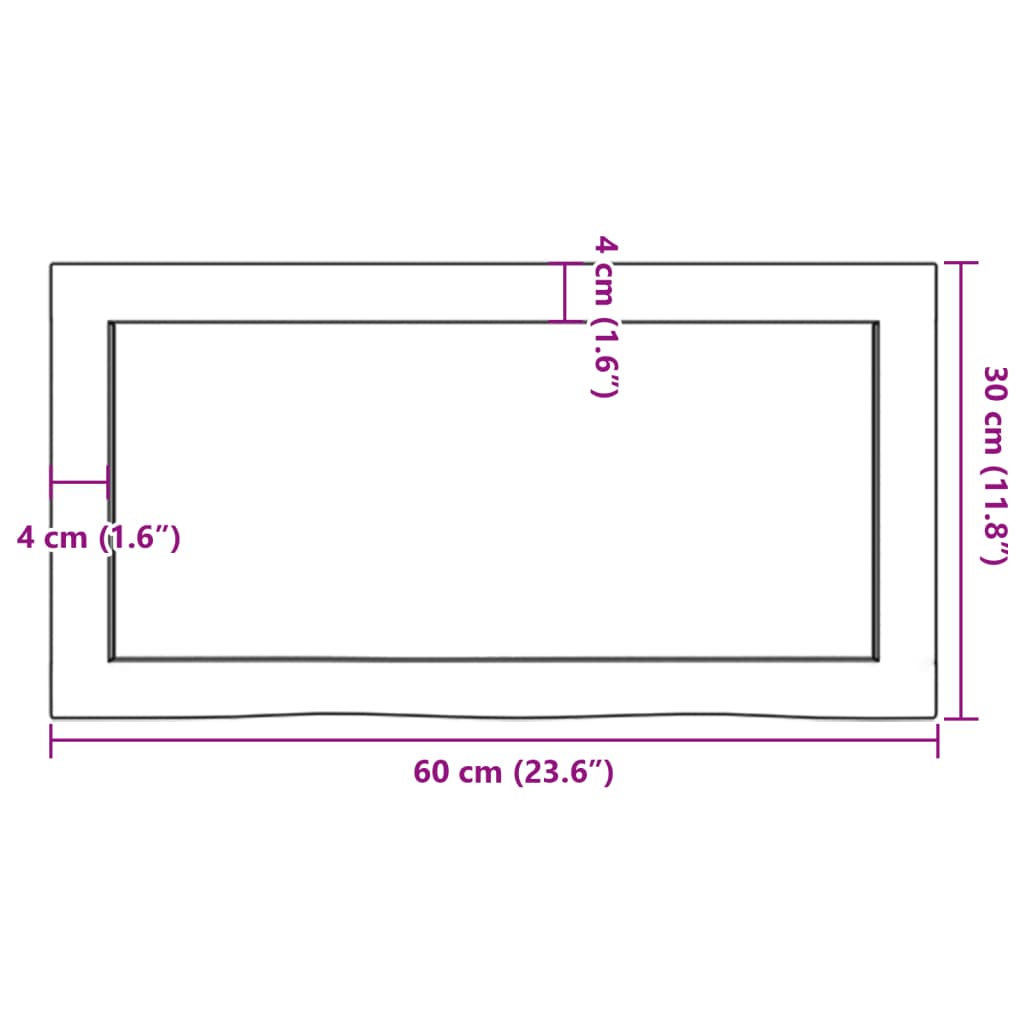 vidaXL Blat de baie, maro deschis, 60x30x(2-4) cm, lemn masiv tratat