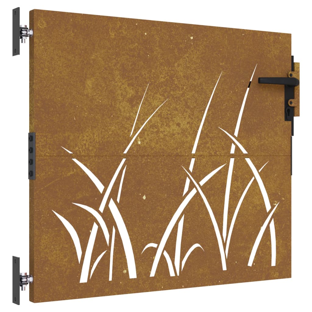 vidaXL Poartă pentru grădină, 85x100 cm, oțel corten, model iarbă