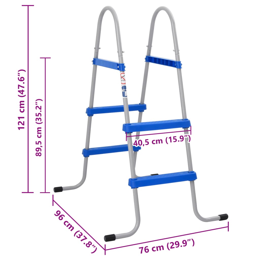 vidaXL Scară de piscină pentru piscină supraterană 84 cm oțel/ plastic