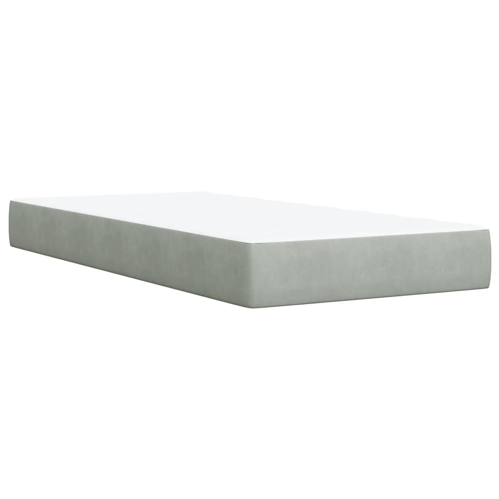 vidaXL Pat box spring cu saltea, gri deschis, 90x190 cm, catifea