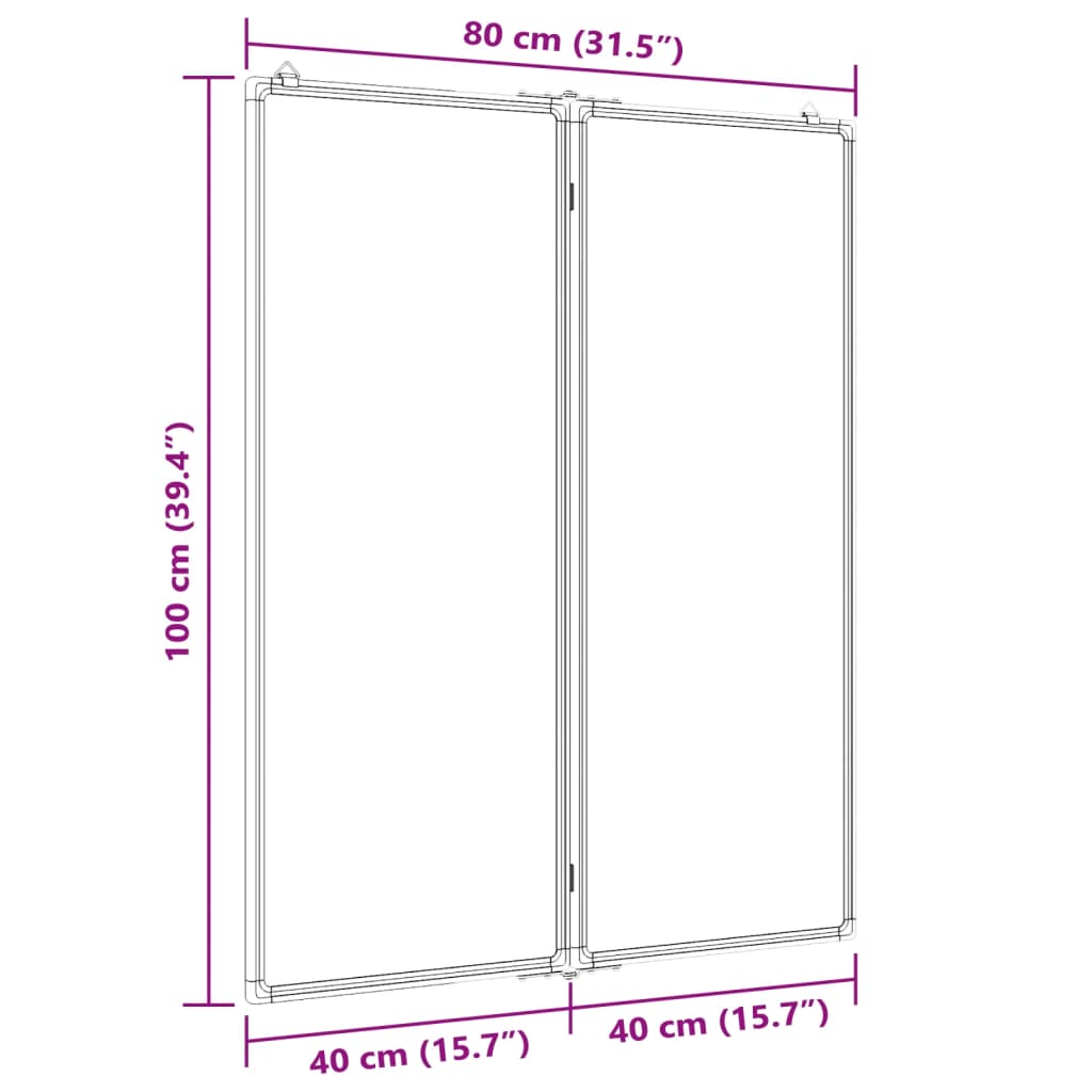 vidaXL Tablă magnetică pliabilă, alb, 80x100x1,7 cm, aluminiu