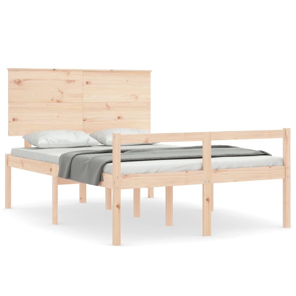 vidaXL Cadru de pat senior cu tăblie dublu mic, lemn masiv