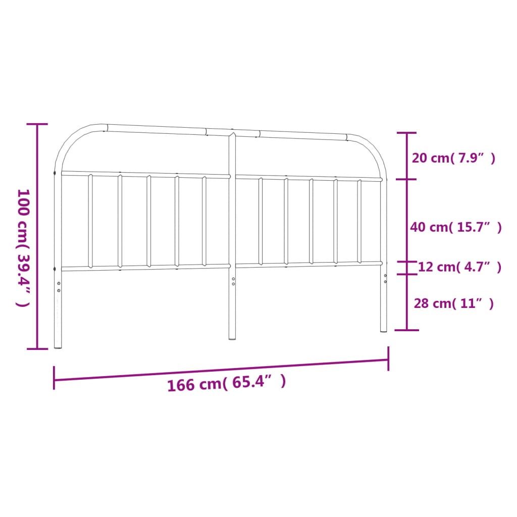 vidaXL Tăblie de pat metalică, alb, 160 cm