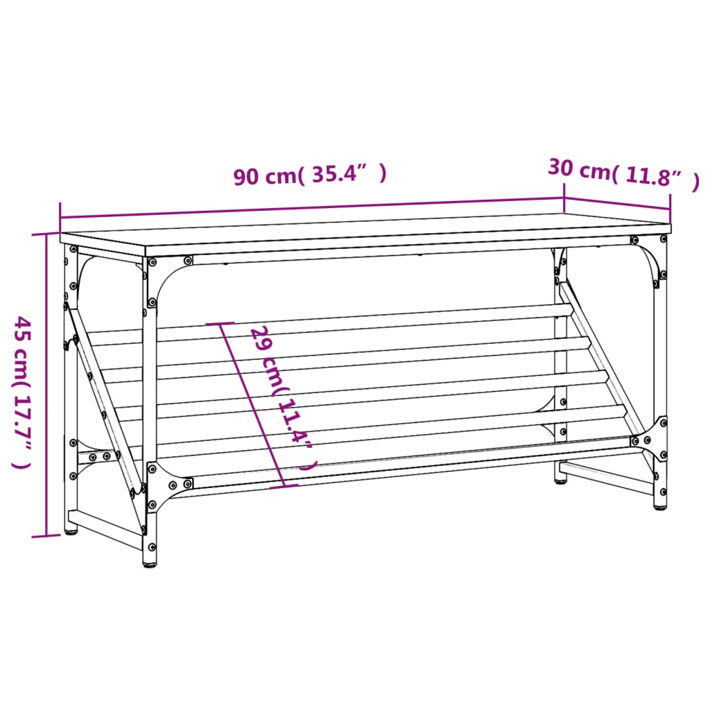 vidaXL Suport de pantofi, stejar sonoma, 90x30x45 cm, lemn prelucrat