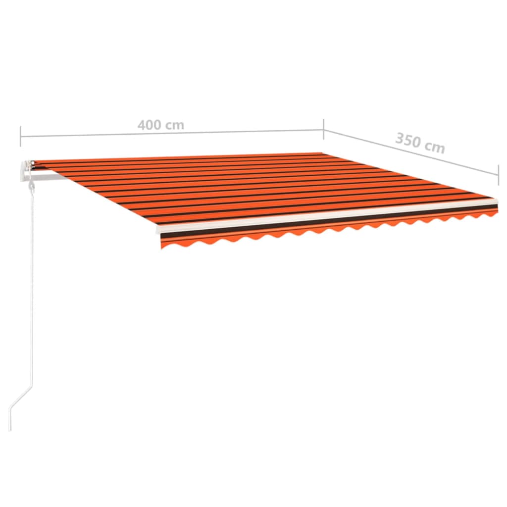 vidaXL Copertină retractabilă manual cu LED portocaliu&maro 4x3,5 m