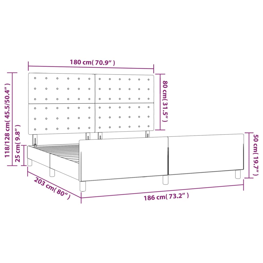 vidaXL Cadru de pat cu tăblie, alb, 180x200 cm, piele ecologică