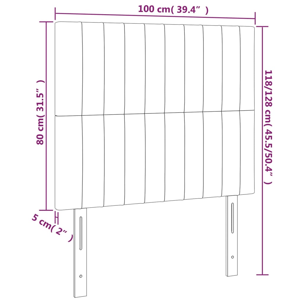 vidaXL Tăblie de pat cu LED, negru, 100x5x118/128 cm, textil