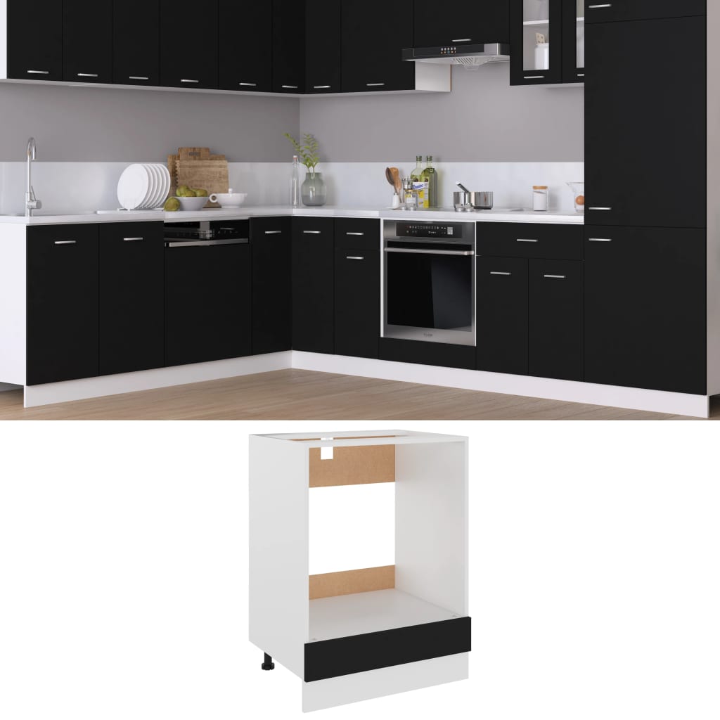 vidaXL Dulap pentru cuptor, negru, 60x46x81,5 cm, lemn prelucrat