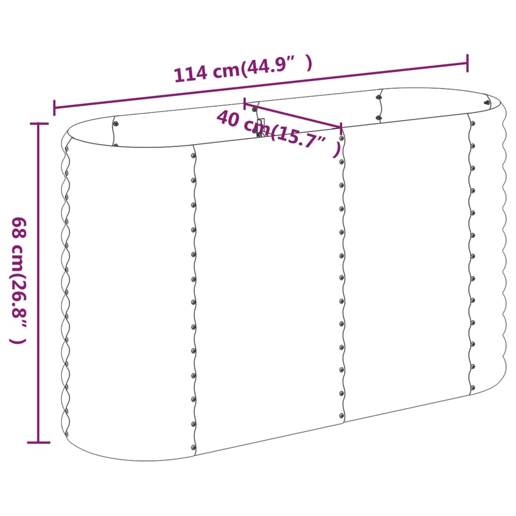 vidaXL Strat înălțat grădină 114x40x68 cm oțel vopsit electrostatic