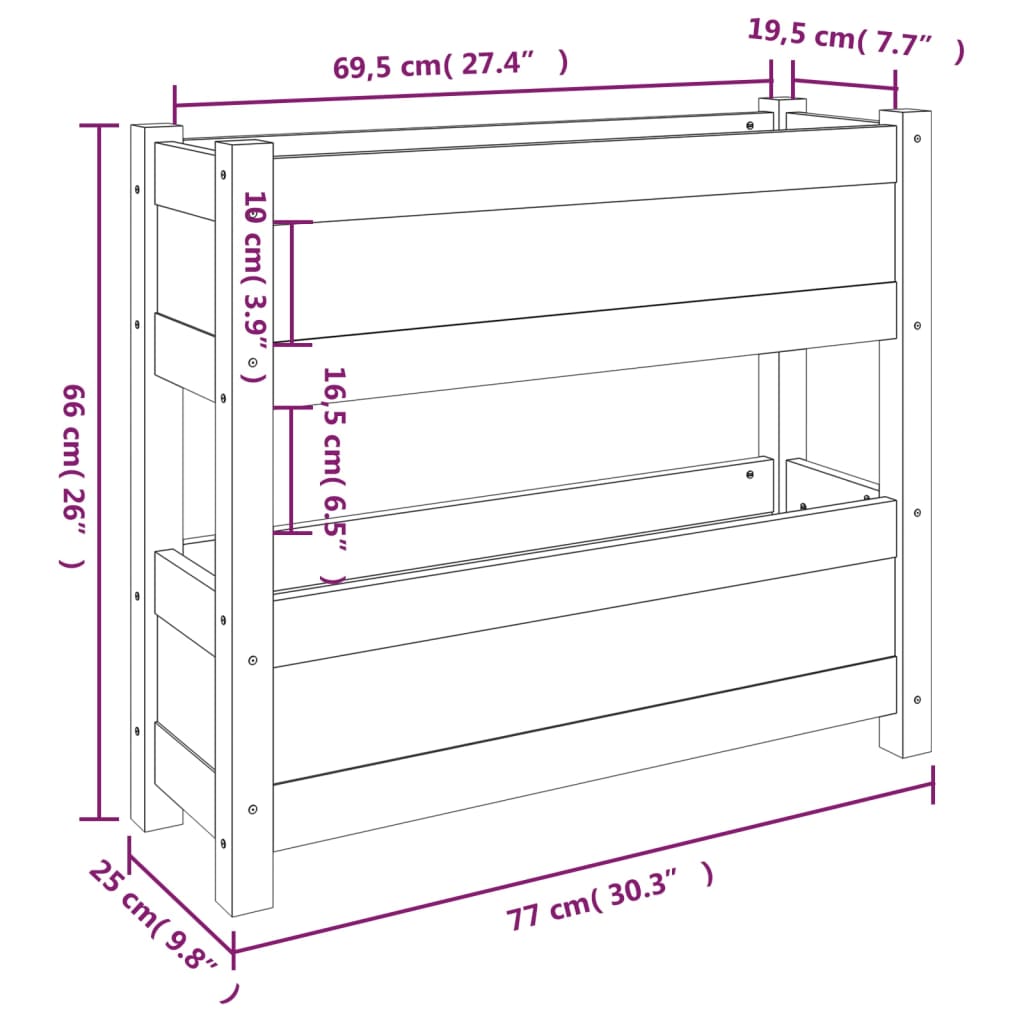 vidaXL Jardinieră, 77x25x66 cm, lemn masiv de pin