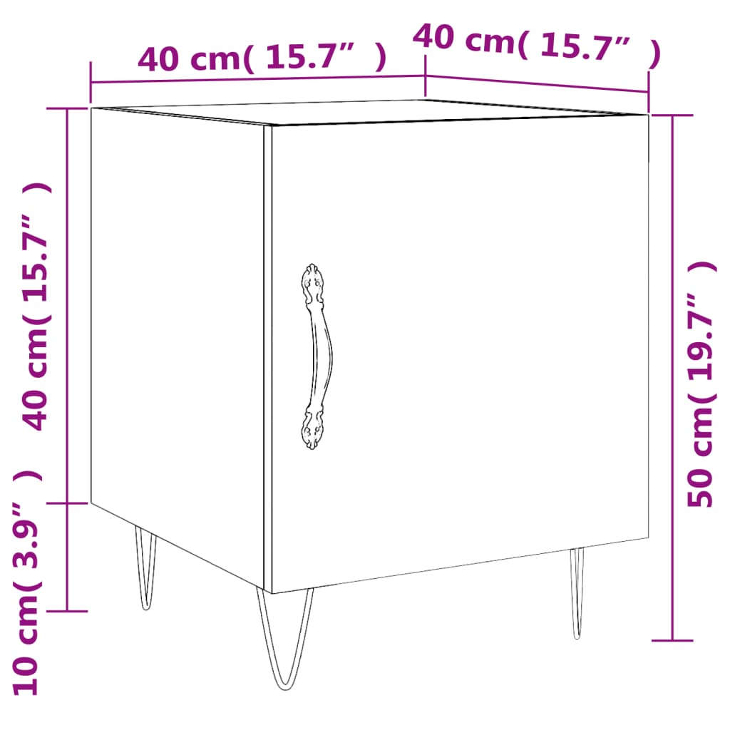 vidaXL Noptiere, 2 buc., negru, 40x40x50 cm, lemn compozit