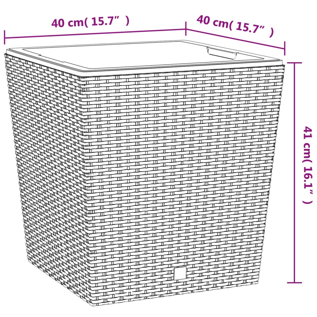 vidaXL Jardinieră cu interior detașabil, maro, 37 / 64 L, PP ratan