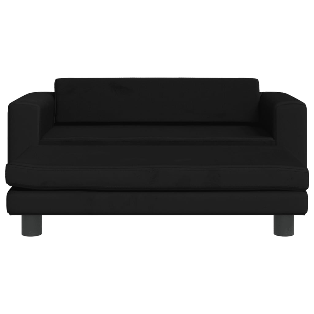 vidaXL Canapea pentru copii cu taburet negru 100x50x30 cm catifea