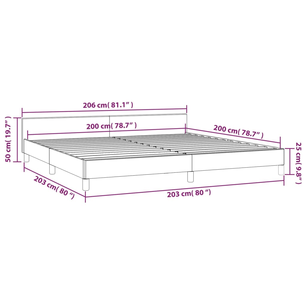 vidaXL Cadru de pat cu tăblie, negru, 200x200 cm, piele ecologică