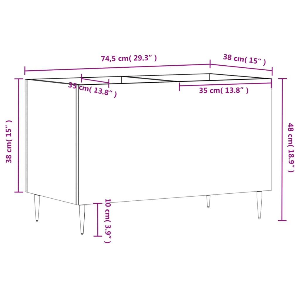 vidaXL Dulap pentru discuri, negru, 74,5x38x48 cm, lemn prelucrat