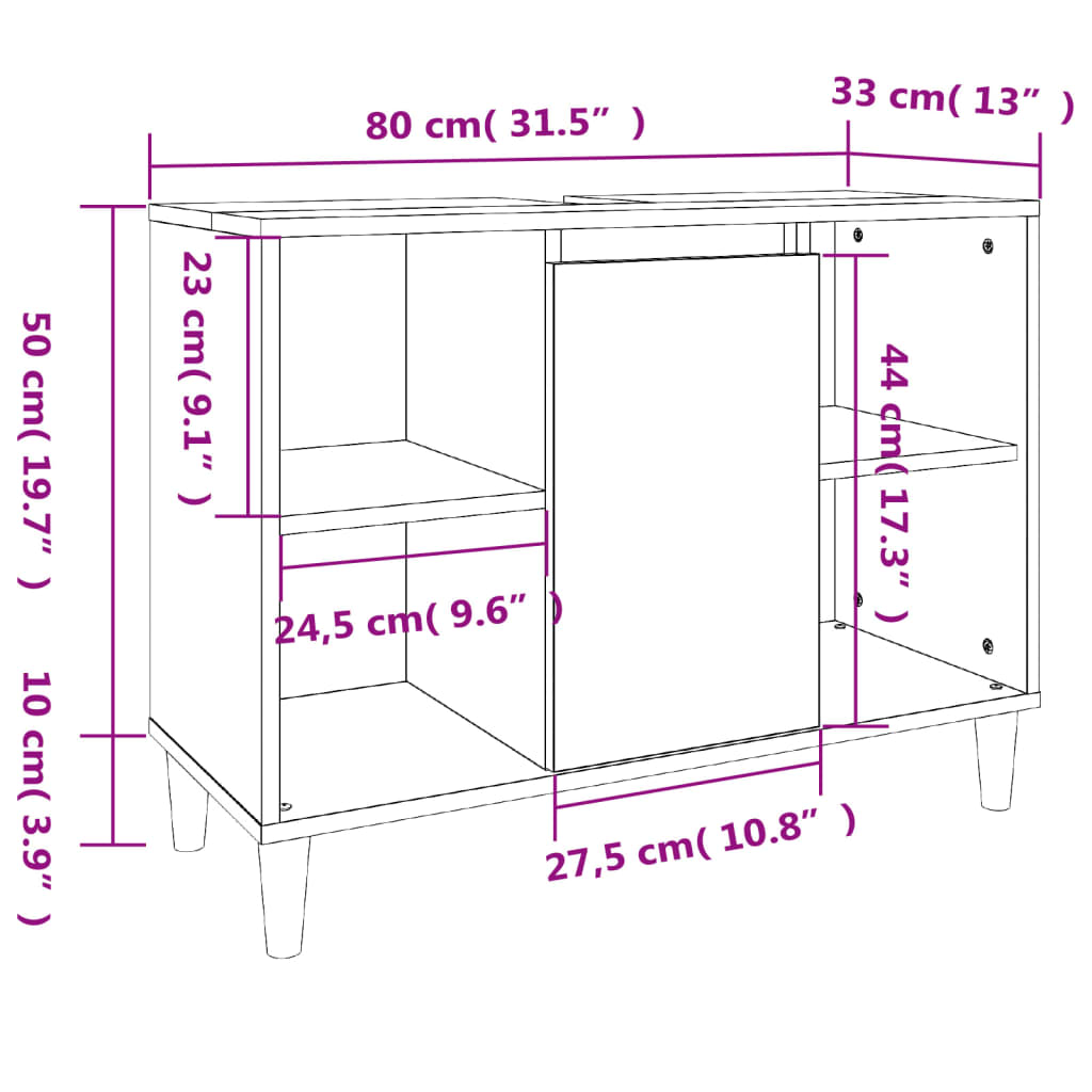 vidaXL Set mobilier de baie, 3 piese, stejar fumuriu, lemn prelucrat