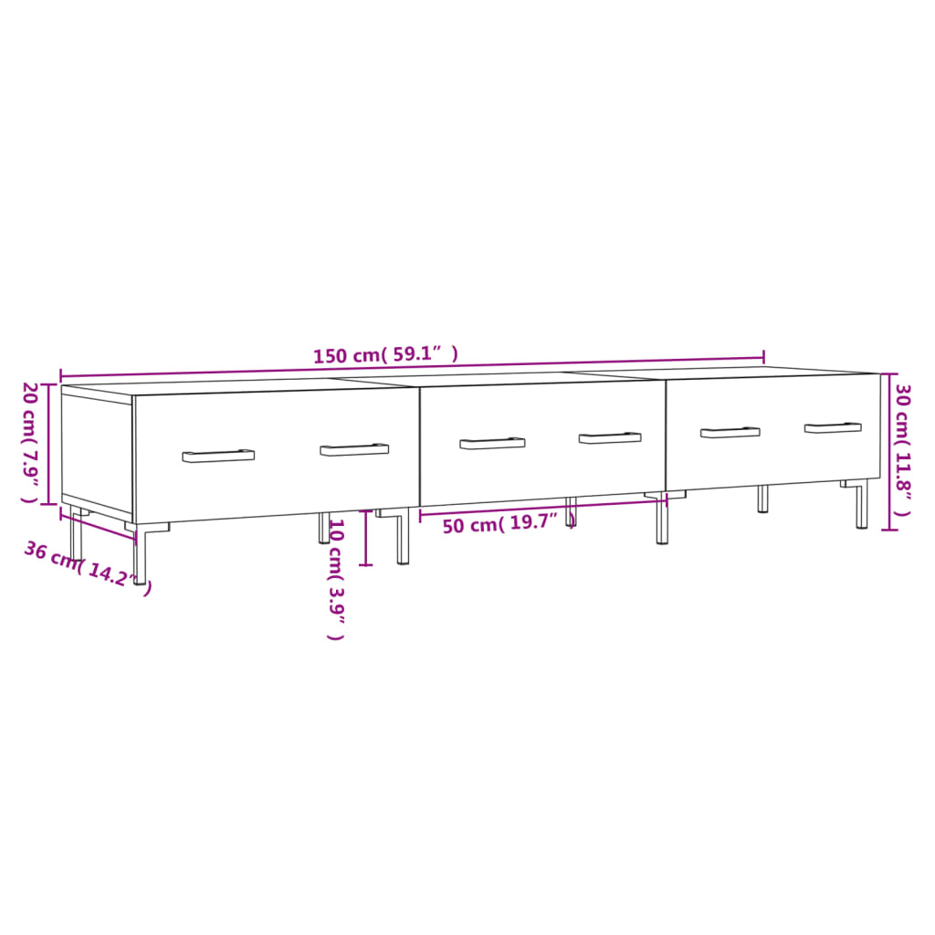 vidaXL Dulap TV, stejar sonoma, 150x36x30 cm, lemn prelucrat