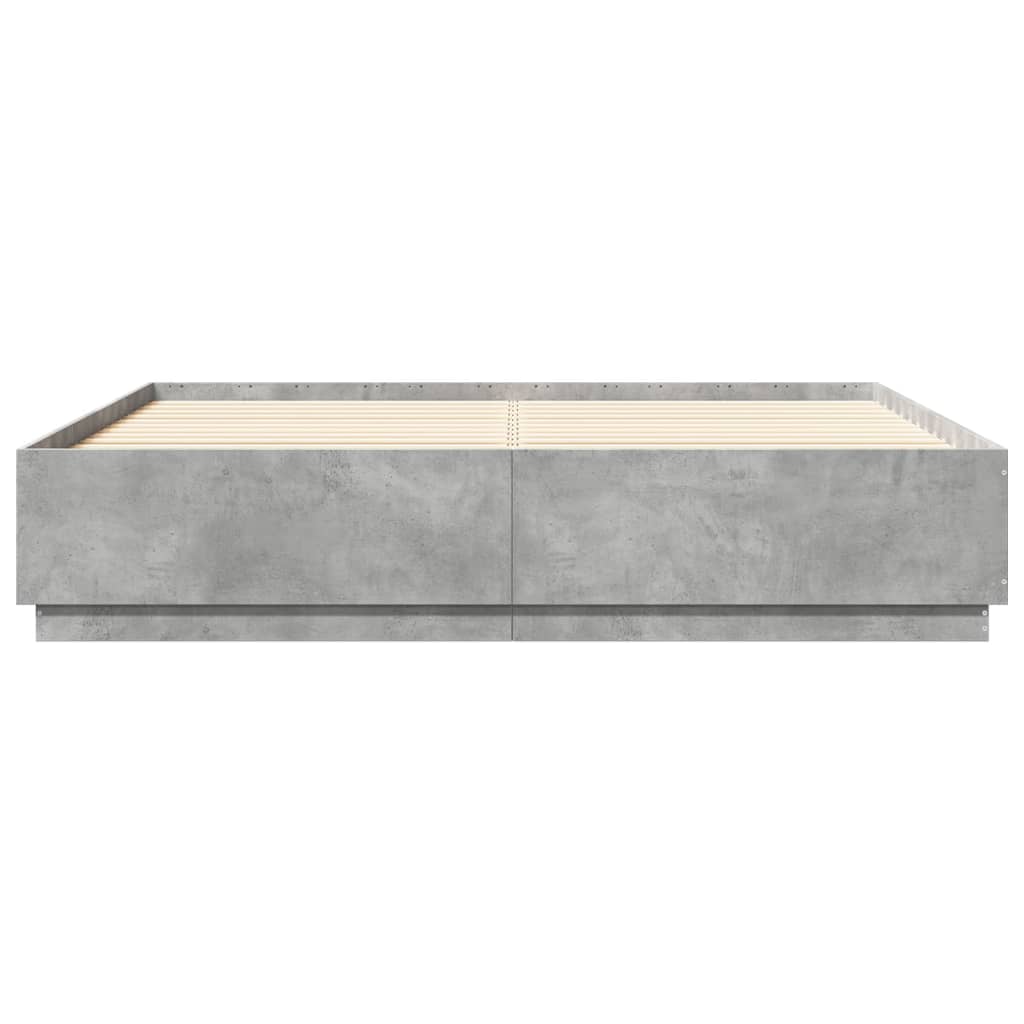 vidaXL Cadru de pat, gri beton, 180x200 cm, lemn prelucrat