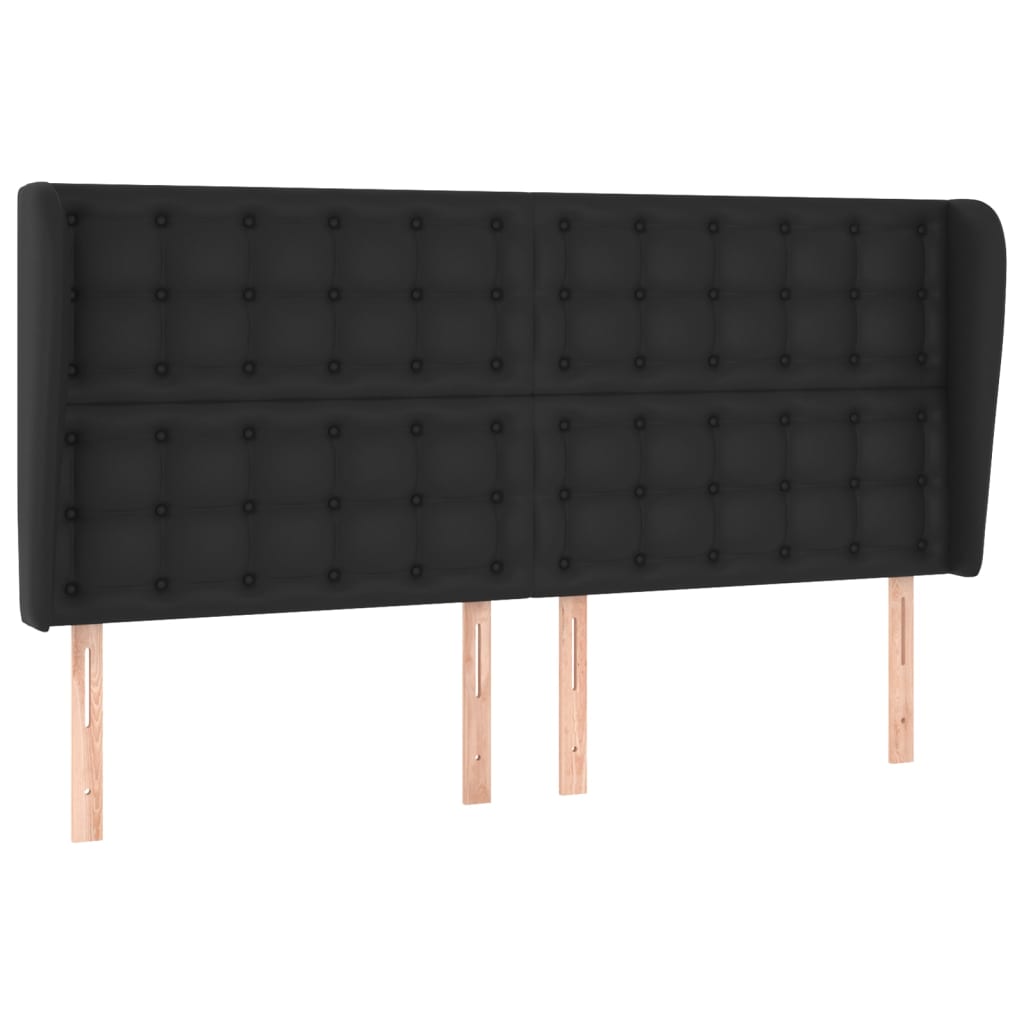 vidaXL Tăblie de pat cu aripioare, negru, 163x23x118/128 cm, piele eco