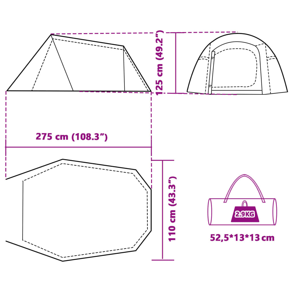 vidaXL Cort de camping pentru 3 persoane, albastru, impermeabil