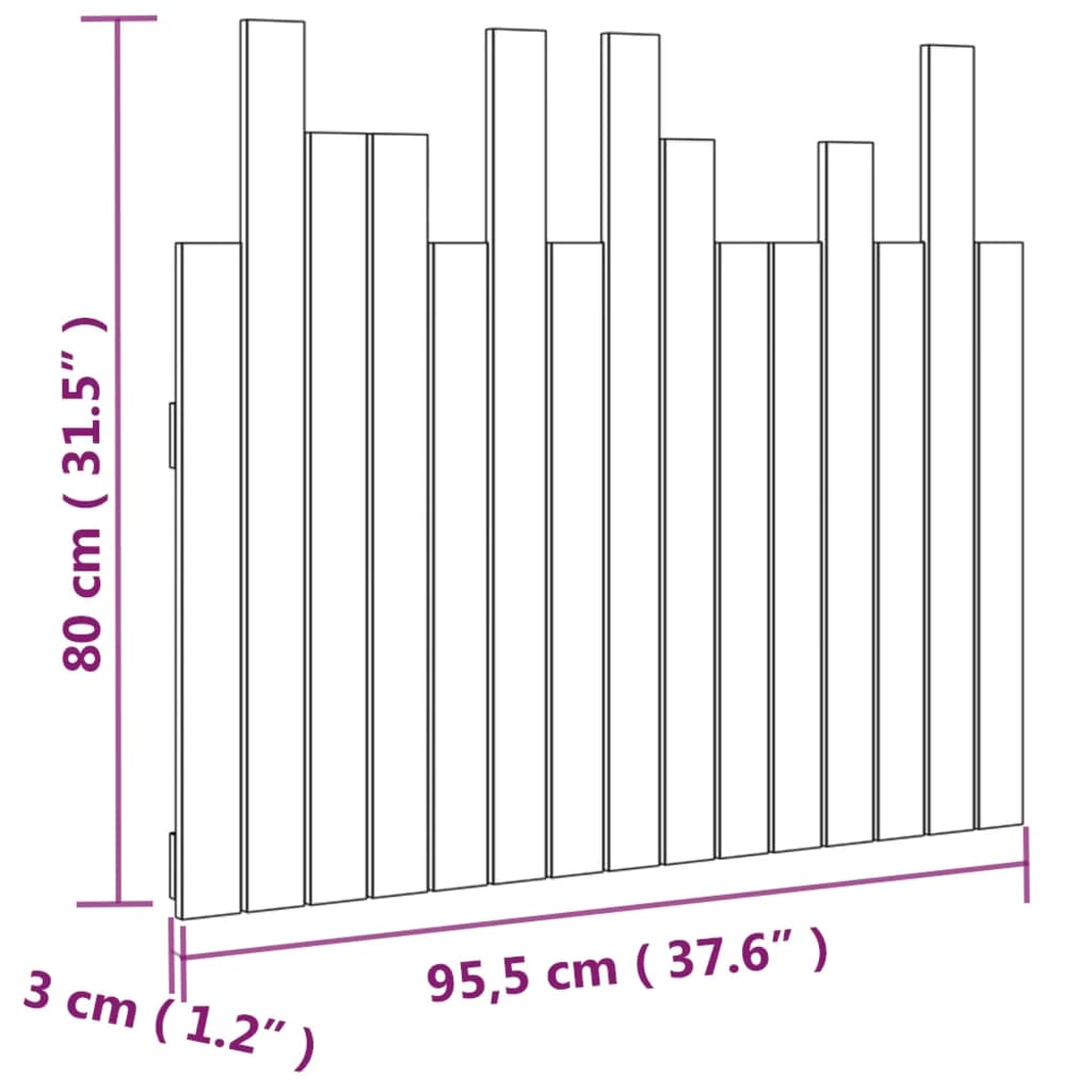 vidaXL Tăblie de pat pentru perete, 95,5x3x80 cm, lemn masiv de pin