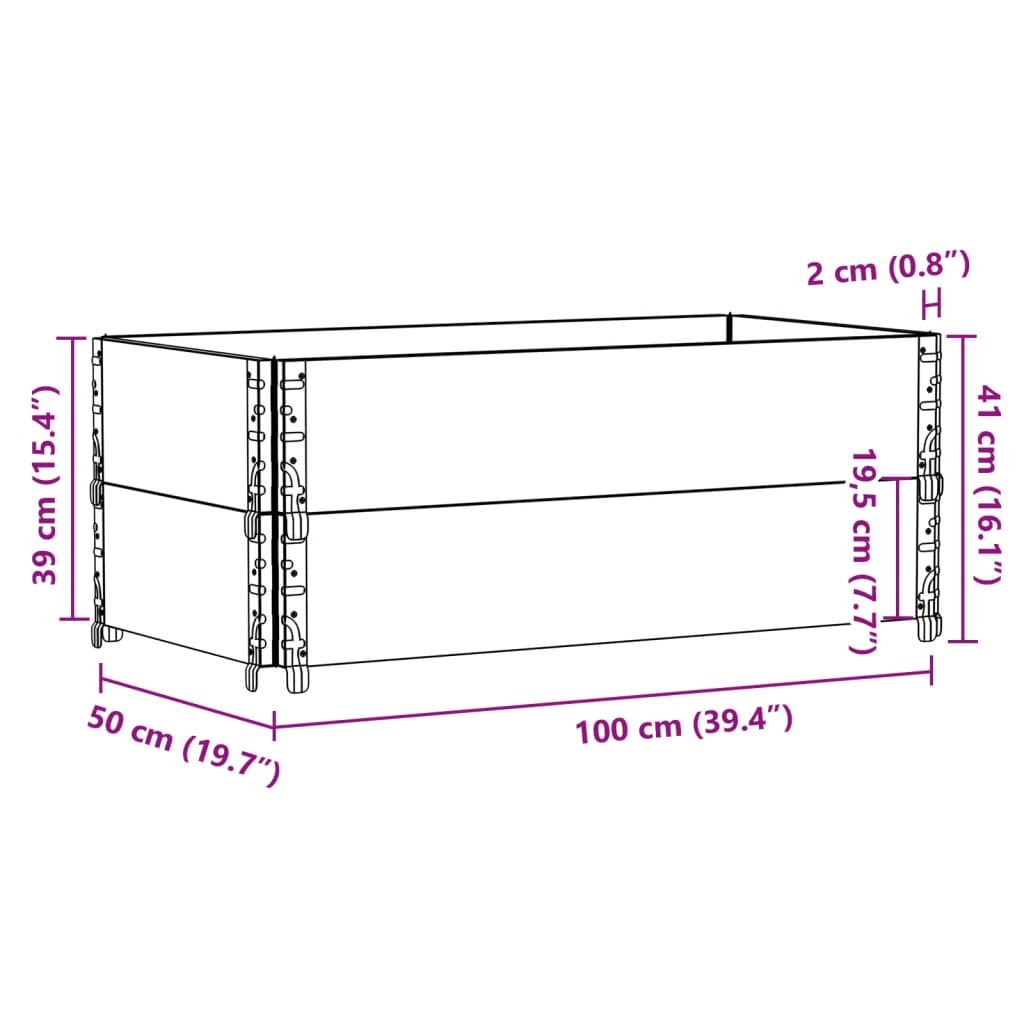 vidaXL Rame pentru paleți, 2 buc., gri, 100x50 cm, lemn masiv de pin