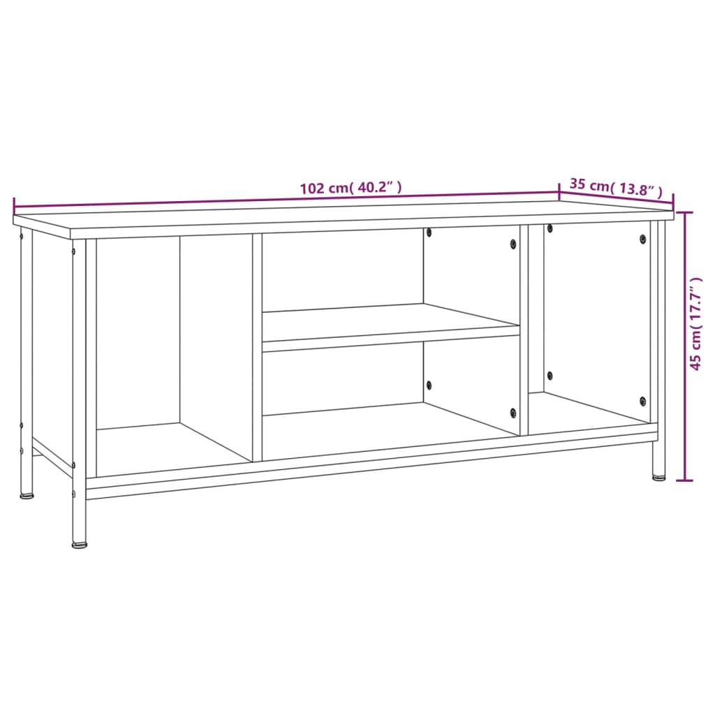 vidaXL Comodă TV, gri sonoma, 102x35x45 cm, lemn prelucrat