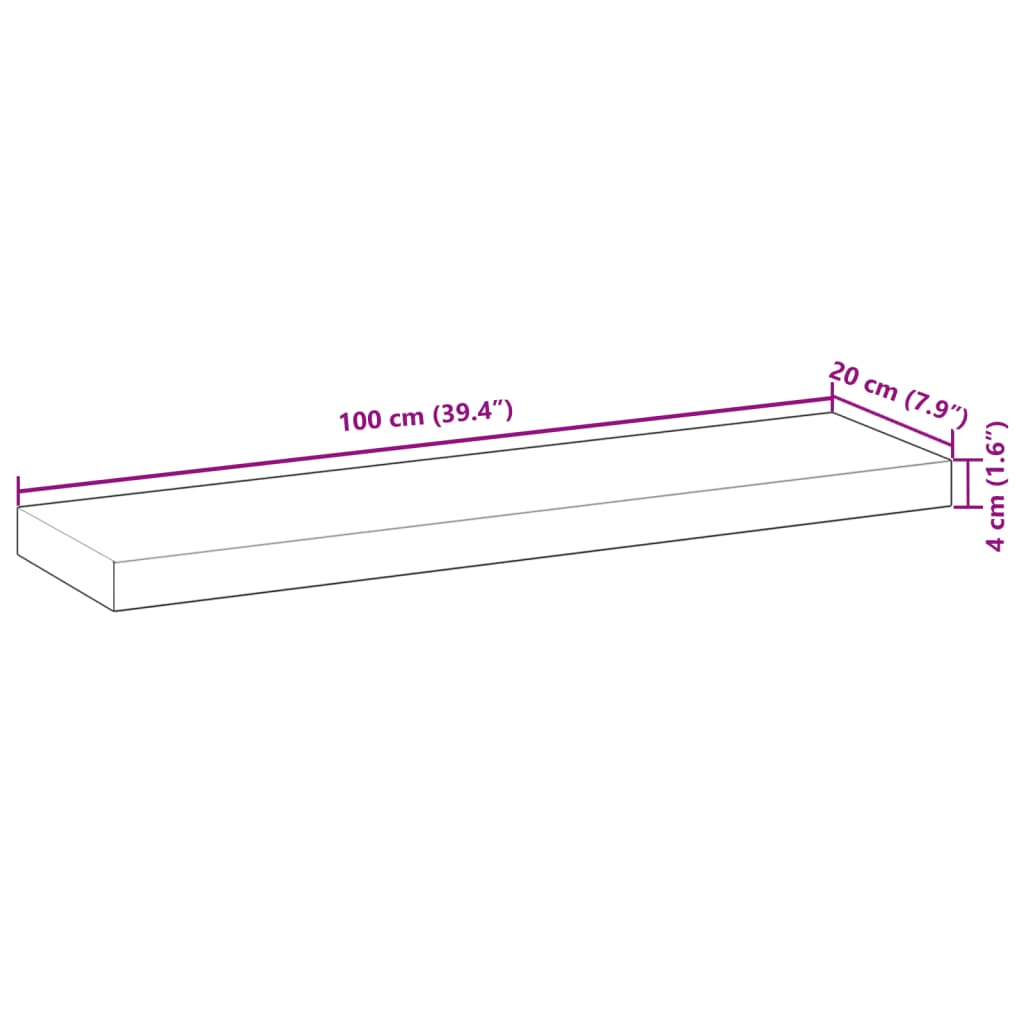 vidaXL Rafturi plutitoare 4 buc. 100x20x4cm lemn masiv acacia netratat