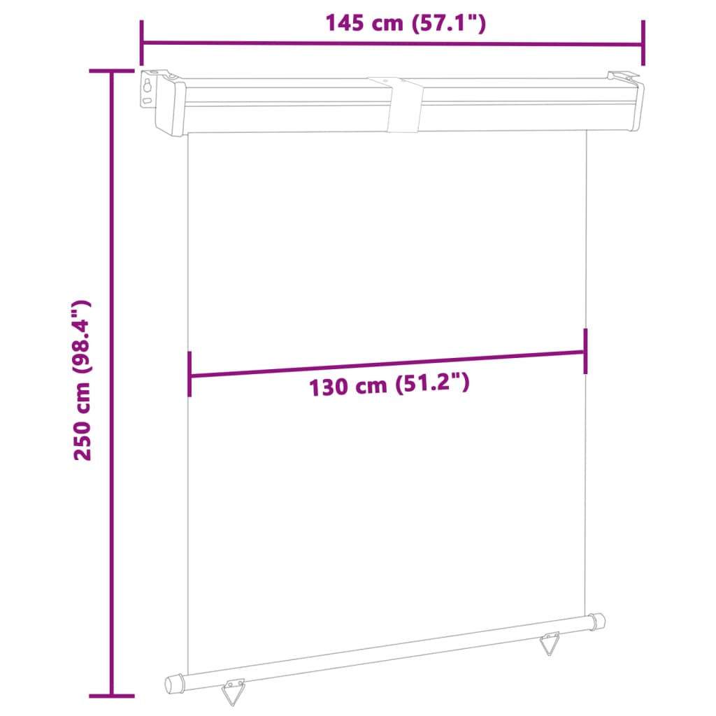 vidaXL Copertină laterală de balcon, crem, 145x250 cm