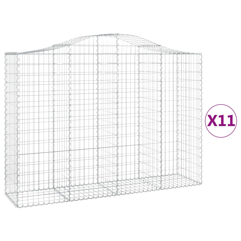 vidaXL Coșuri gabion arcuite 11 buc, 200x50x140/160cm, fier galvanizat