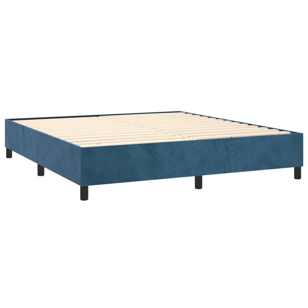 vidaXL Pat box spring cu saltea, albastru închis, 160x200 cm, catifea