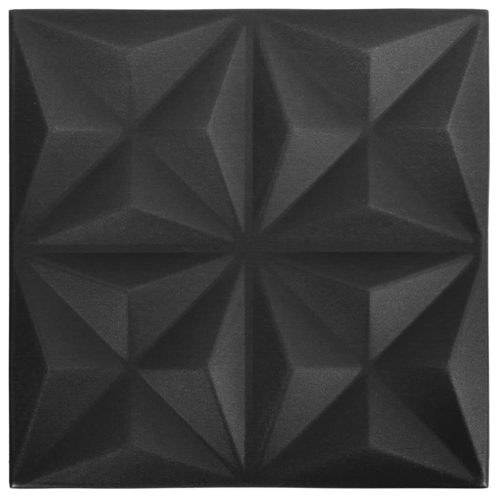 vidaXL Panouri de perete 3D 48 buc. negru 50x50 cm model origami 12 m²