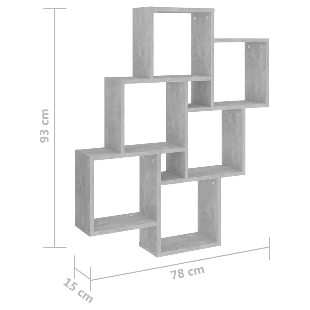 vidaXL Raft de perete cub, gri beton, 78x15x93 cm, PAL