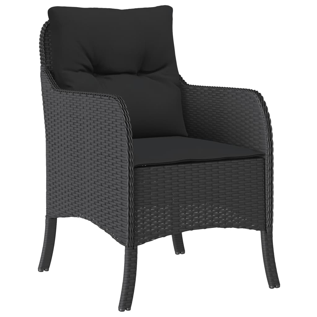 vidaXL Set mobilier de grădină cu perne, 5 piese, negru, poliratan