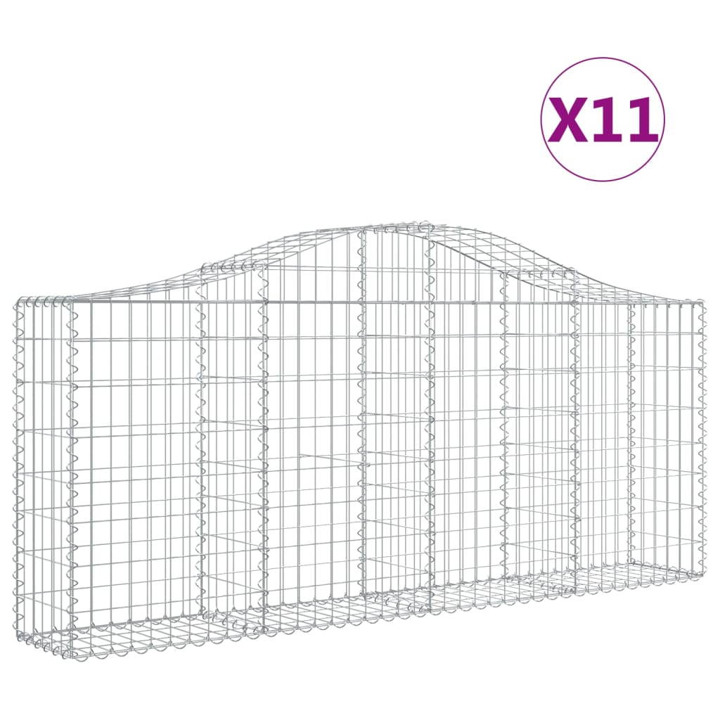 vidaXL Coșuri gabion arcuite 11 buc, 200x30x80/100cm, fier galvanizat