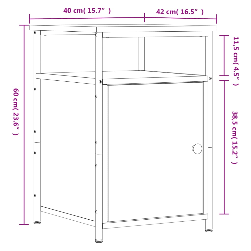 vidaXL Noptiere, 2 buc., negru, 40x42x60 cm, lemn prelucrat