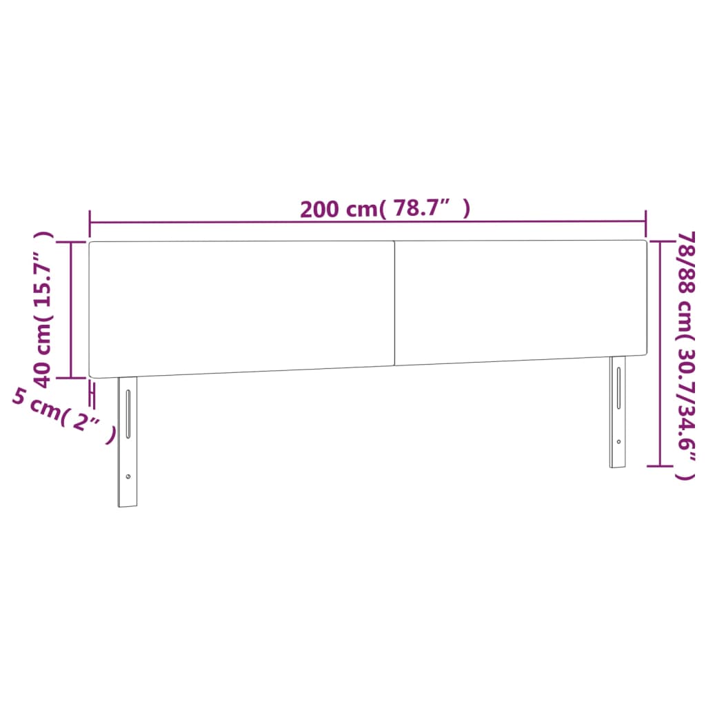 vidaXL Tăblii de pat, 2 buc, gri deschis, 100x5x78/88 cm, catifea